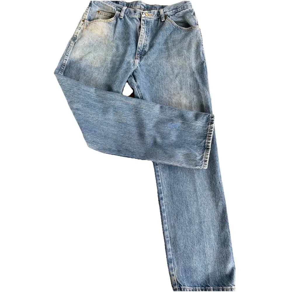 Vintage Wrangler Jeans Mens 36x32 Faded Blue Denim Western Cowboy Workwear
